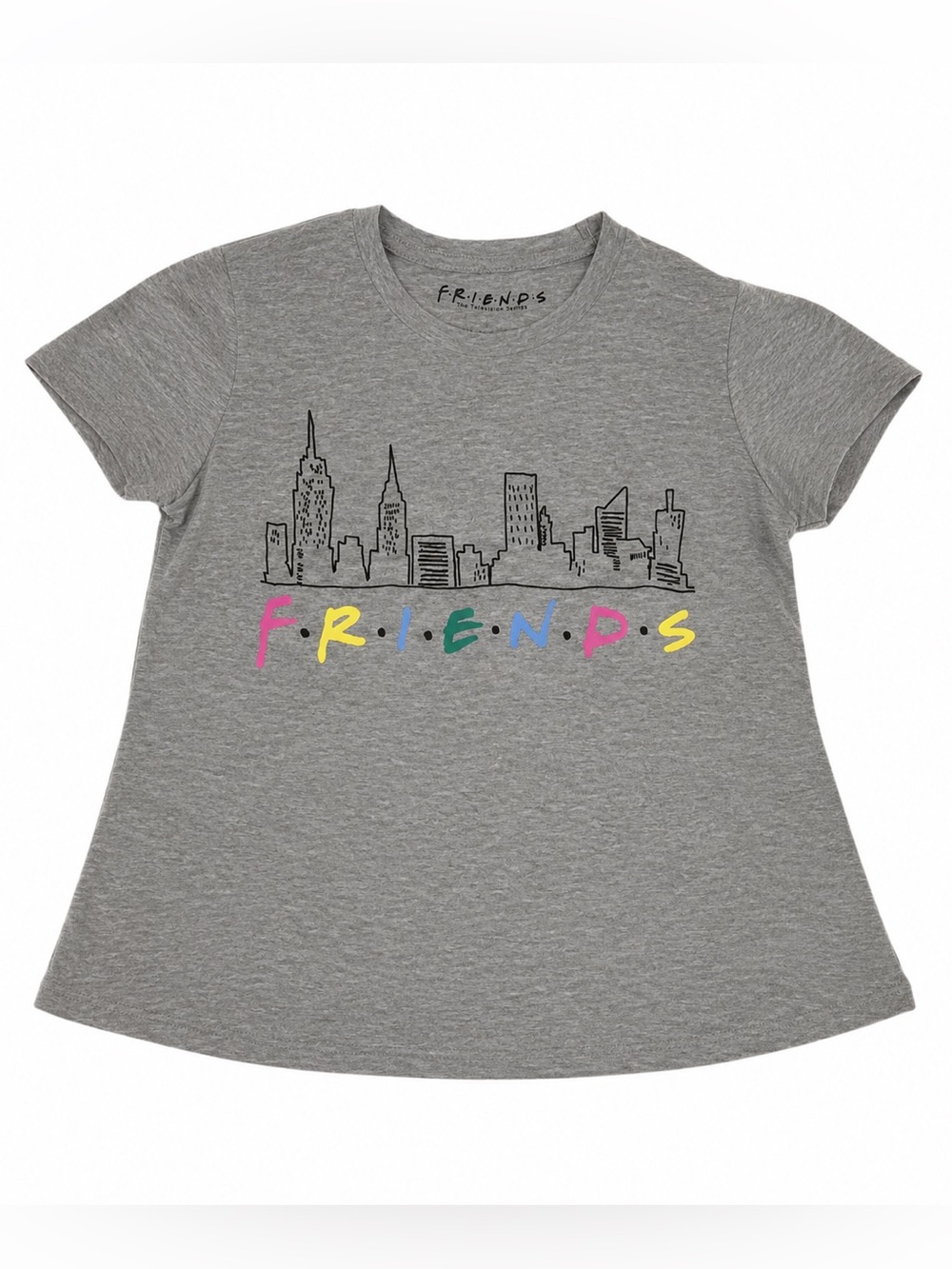 NWOT Girls FRIENDS TV Show Skyline Graphic Tee Heather Gray XL (14/16)